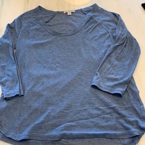 James Perse blue 3/4 long sleeve shirt. Size 2